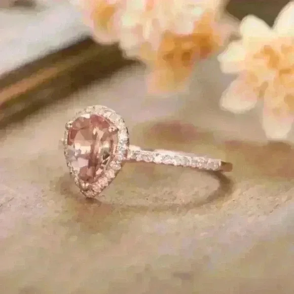 New Rose Gold Pear Shape Ring - Picture 2 of 6